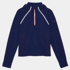 STRETCH WARP KNIT CROPPED QUARTER ZIP HOODED PULLOVER