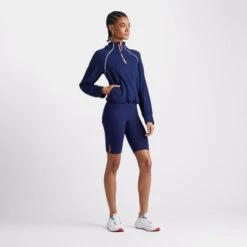 STRETCH WARP KNIT CROPPED QUARTER ZIP HOODED PULLOVER -Golf Shop G4LA23K98 PAT 3