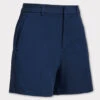 HIGH RISE PLEATED STRETCH TECH TWILL A-LINE SHORT