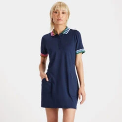 PLEATED CONTRAST COLLAR PIQUÉ POLO DRESS -Golf Shop G4LS23D11 TWLT 2