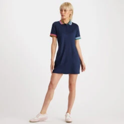 PLEATED CONTRAST COLLAR PIQUÉ POLO DRESS -Golf Shop G4LS23D11 TWLT 3