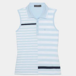 BOLD STRIPE TECH JERSEY SLEEVELESS POLO