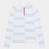 OFFSET STRIPE TECH JERSEY QUARTER ZIP PULLOVER