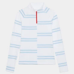 OFFSET STRIPE TECH JERSEY QUARTER ZIP PULLOVER