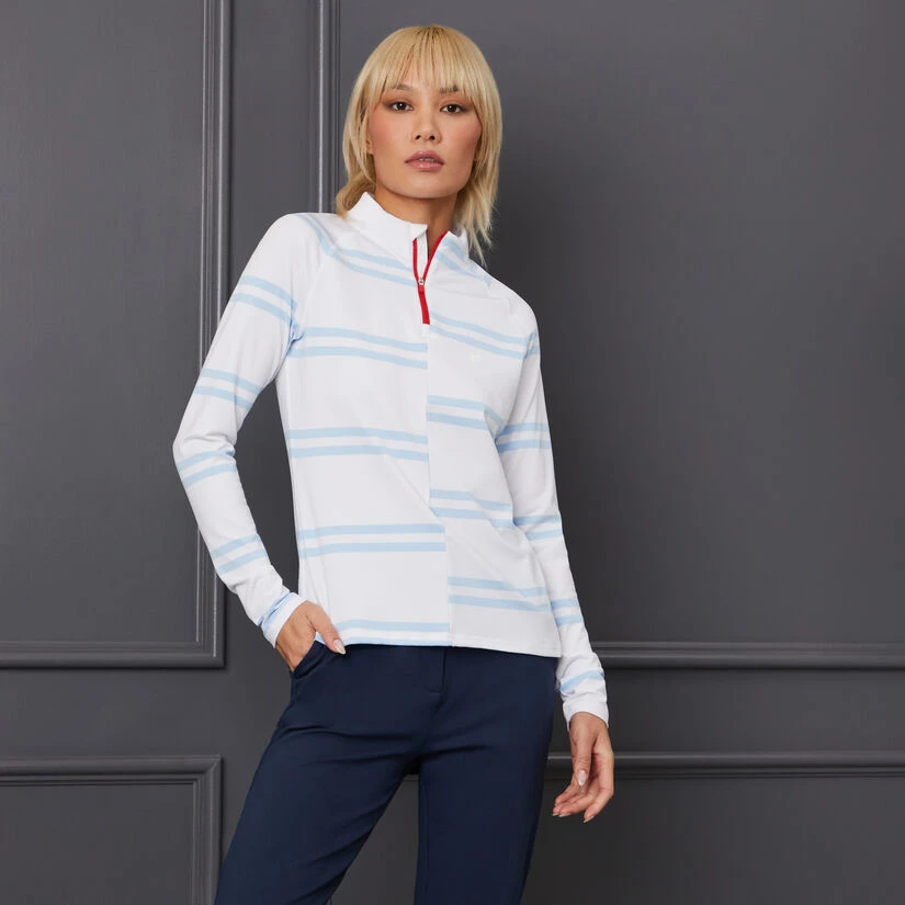 OFFSET STRIPE TECH JERSEY QUARTER ZIP PULLOVER 2 OFFSET STRIPE TECH JERSEY QUARTER ZIP PULLOVER - Image 2
