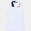 CONTRAST COLLAR SILKY TECH NYLON SLEEVELESS POLO