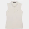 POLKA DOT JACQUARD PLEATED COLLAR SLEEVELESS POLO