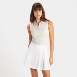 POLKA DOT JACQUARD PLEATED COLLAR SLEEVELESS POLO -Golf Shop G4LS23K871 STNH 2