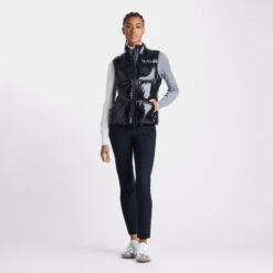 QUILTED POLISHED NYLON MERINO WOOL LINED PUFFER VEST -Golf Shop G4LS23O54 ONYX 3