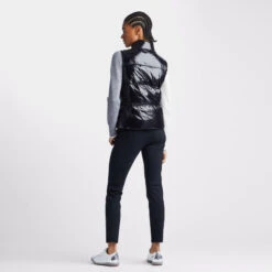 QUILTED POLISHED NYLON MERINO WOOL LINED PUFFER VEST -Golf Shop G4LS23O54 ONYX 4