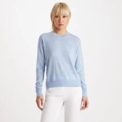 TALK BIRDIE TO ME MERINO WOOL CREWNECK SWEATER 9 TALK BIRDIE TO ME MERINO WOOL CREWNECK SWEATER -Golf Shop G4LS23S600A SKY 2