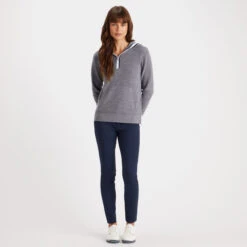 HOODED WAFFLE STITCH MERINO WOOL QUARTER ZIP SWEATER -Golf Shop G4LS23S603 HGR 3