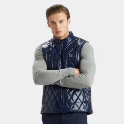 QUILTED POLISHED NYLON WOOL LINED SLIM FIT PUFFER VEST -Golf Shop G4MA23O50 TWLT 2