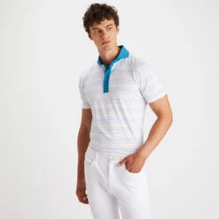 MULTI STRIPE TECH JERSEY SLIM FIT POLO -Golf Shop G4MS23K001A PTRL 2