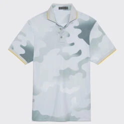 CAMO MODERN SPREAD RIB COLLAR TECH JERSEY SLIM FIT POLO