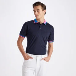 TWO TONE RIB COLLAR TECH JERSEY SLIM FIT POLO -Golf Shop G4MS23K121 TWLT 2