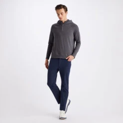 HOODED LUXE QUARTER ZIP SLIM FIT MID LAYER -Golf Shop G4MS23K124A CHGR 3