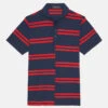 OFFSET STRIPE MODERN SPREAD COLLAR TECH PIQUÉ POLO
