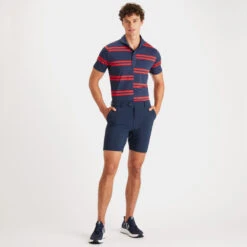 OFFSET STRIPE MODERN SPREAD COLLAR TECH PIQUÉ POLO -Golf Shop G4MS23K182 TWLT 3