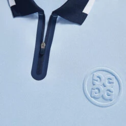EMBOSSED LOGO QUARTER ZIP RIB COLLAR TECH PIQUÉ SLIM FIT POLO -Golf Shop G4MS23K301 SKY 5