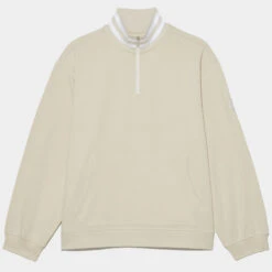 RIB COLLAR FRENCH TERRY QUARTER ZIP SLIM FIT PULLOVER