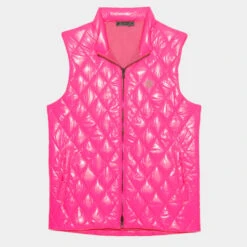 QUILTED COATED NYLON WOOL LINED SLIM FIT PUFFER VEST