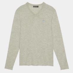 CONTRAST V NECK SLIM FIT CASHMERE SWEATER