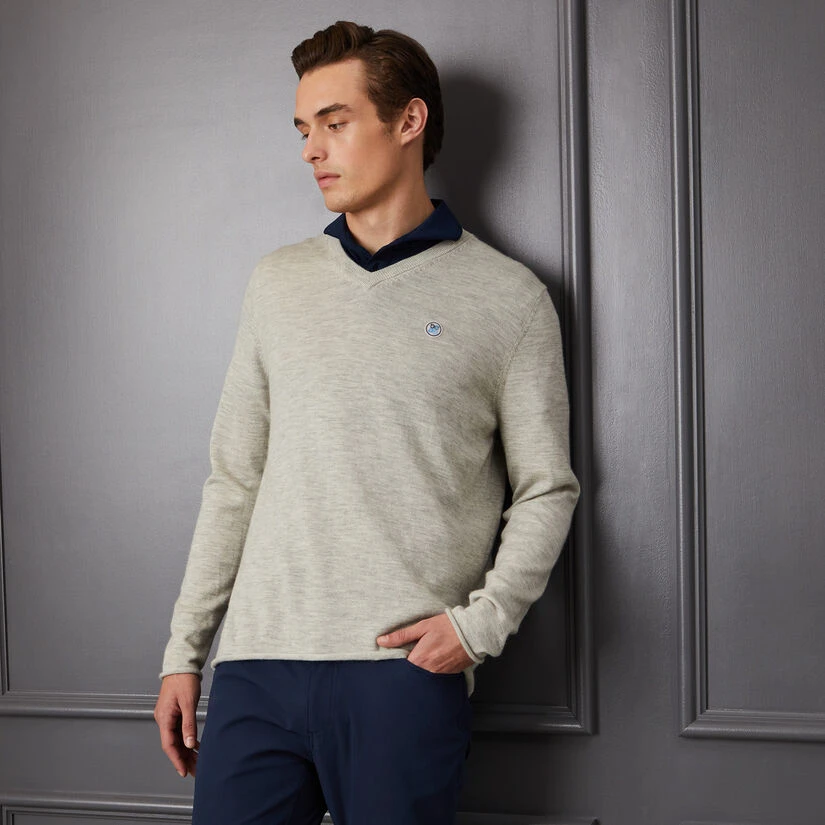 CONTRAST V NECK SLIM FIT CASHMERE SWEATER 2 CONTRAST V NECK SLIM FIT CASHMERE SWEATER - Image 2