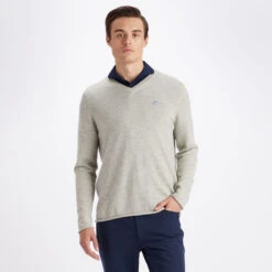 CONTRAST V NECK SLIM FIT CASHMERE SWEATER 8 CONTRAST V NECK SLIM FIT CASHMERE SWEATER -Golf Shop G4MS23S000 STNH 2