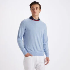 MERINO WOOL SLIM FIT CREWNECK SWEATER -Golf Shop G4MS23S102 SKY 2