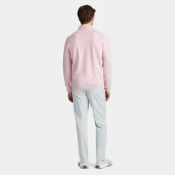 CONTRAST V NECK MERINO WOOL SLIM FIT QUARTER ZIP SWEATER -Golf Shop G4MS23S200 BLUSH 3
