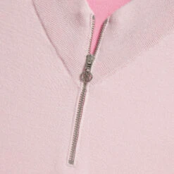 CONTRAST V NECK MERINO WOOL SLIM FIT QUARTER ZIP SWEATER -Golf Shop G4MS23S200 BLUSH 5