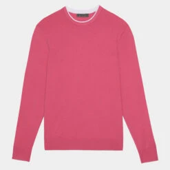 CONTRAST MERINO WOOL BLEND SLIM FIT CREWNECK SWEATER