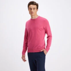 CONTRAST MERINO WOOL BLEND SLIM FIT CREWNECK SWEATER -Golf Shop G4MS23S300 AZA 2
