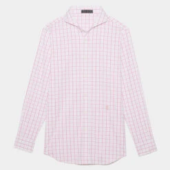 TATTERSALL PLAID MODERN SPREAD COLLAR NYLON WOVEN SLIM FIT SHIRT