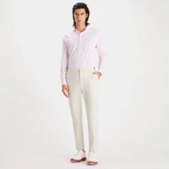 TATTERSALL PLAID MODERN SPREAD COLLAR NYLON WOVEN SLIM FIT SHIRT -Golf Shop G4MS23W101A AZA 3