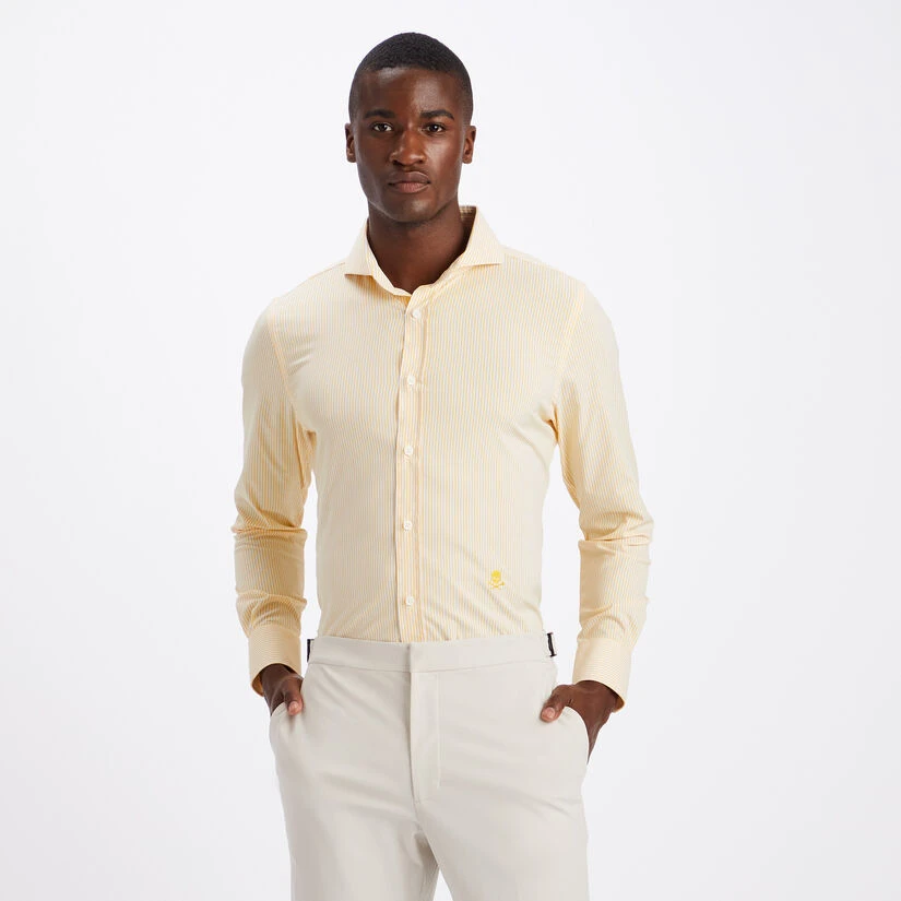 CLASSIC STRIPE MODERN SPREAD COLLAR NYLON WOVEN SLIM FIT SHIRT 3 CLASSIC STRIPE MODERN SPREAD COLLAR NYLON WOVEN SLIM FIT SHIRT - Image 3